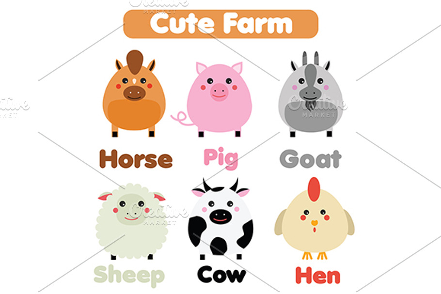 Cute farm animals set. eps+jpg in Illustrations - product preview 8