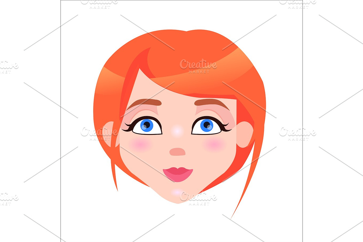 Redhead Woman Calm Face Flat Vector Icon in Illustrations - product preview 8