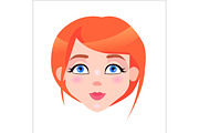 Redhead Woman Calm Face Flat Vector Icon