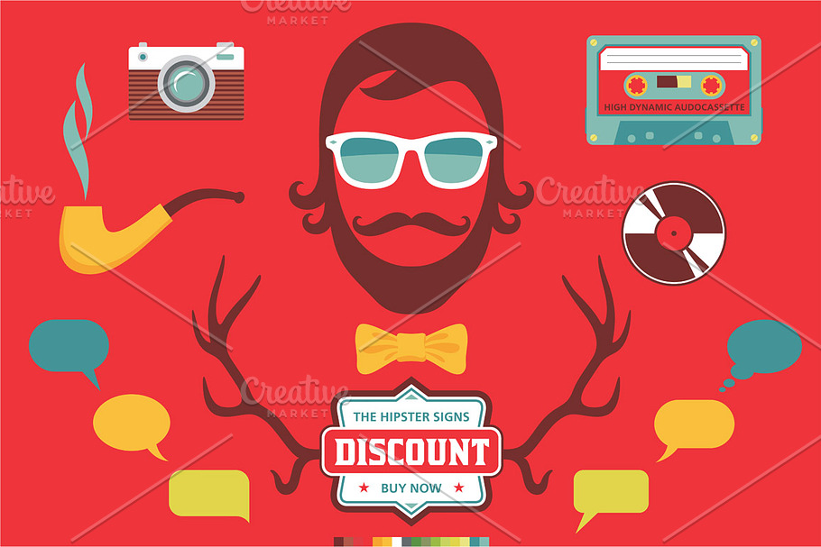Hipster retro design vector elements in Illustrations - product preview 8