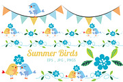 Summer birds singing graphics