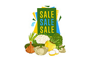 Discount sale poster with fresh vegetable