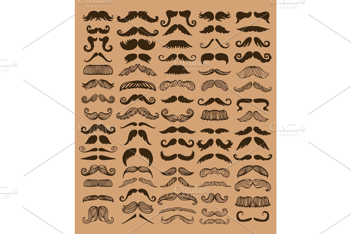 Vector mustache silhouette isolated in Illustrations - product preview 8
