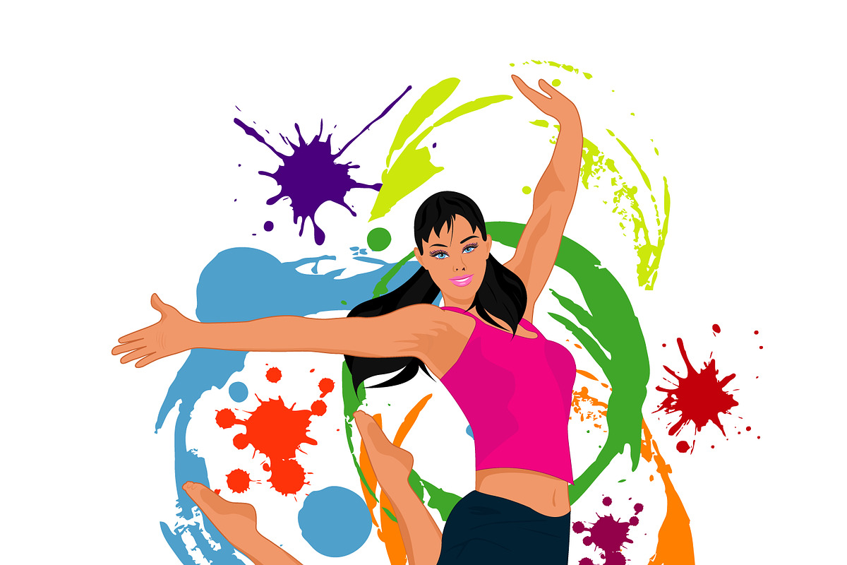 Jumping girl, freedom, vector in Illustrations - product preview 8