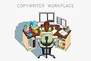 Copywriter workplace. Writer at work
