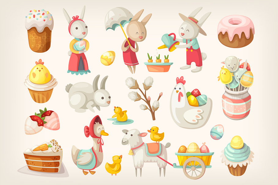 Easter characters, animals and food in Illustrations - product preview 8