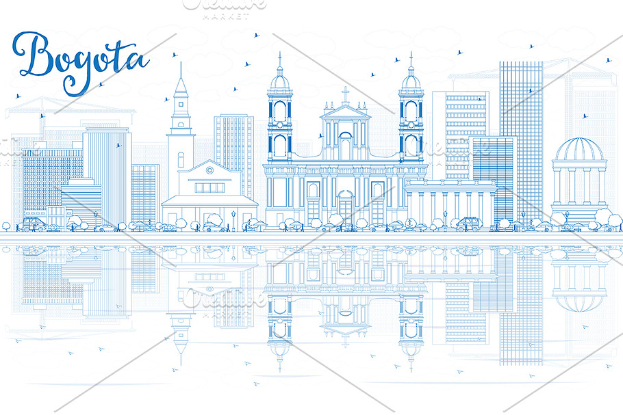 Outline Bogota Skyline in Illustrations - product preview 8