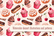 Dessert illustrations and patterns
