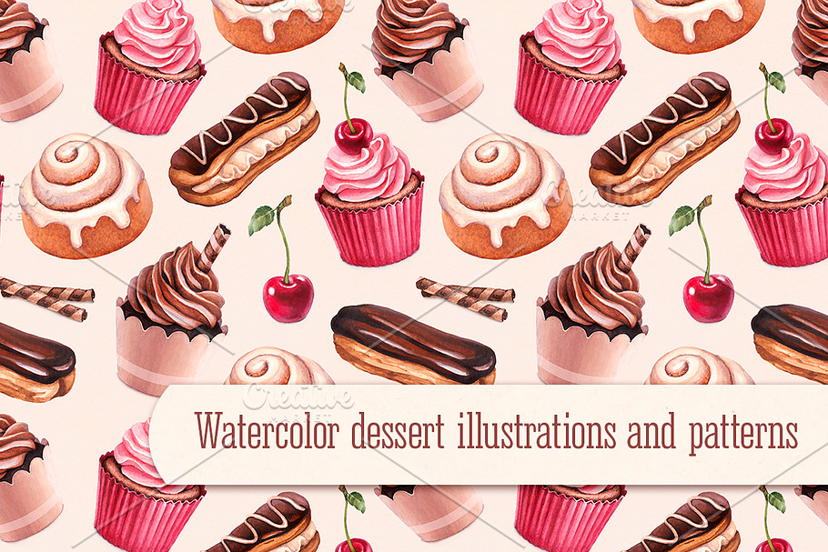 Dessert illustrations and patterns in Illustrations - product preview 8