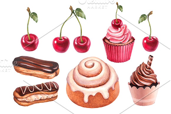 Dessert illustrations and patterns in Illustrations - product preview 2