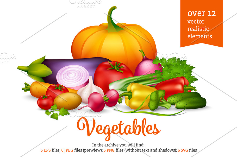 Vegetables Realistic Set in Illustrations - product preview 8