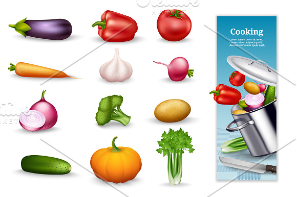 Vegetables Realistic Set in Illustrations - product preview 1