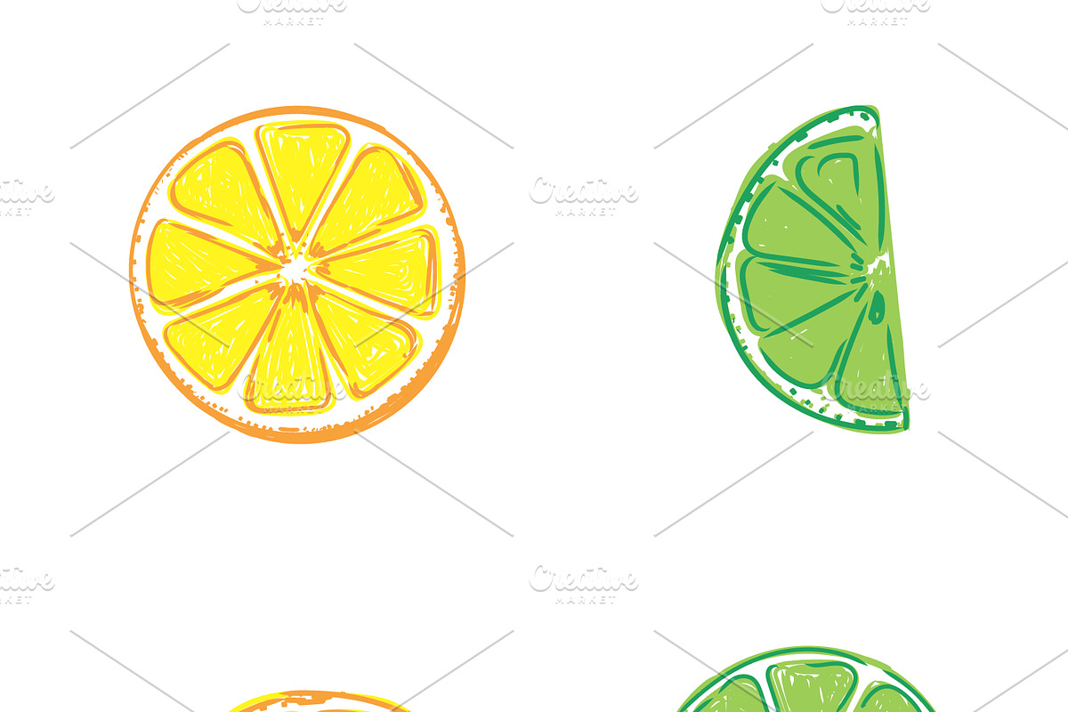 lemon and lime, sketch, vector in Illustrations - product preview 8