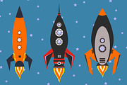 vintage rockets vector set