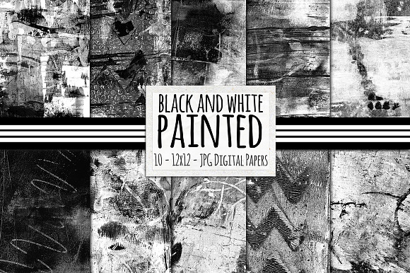 Black & White Painted Textures in Textures - product preview 4