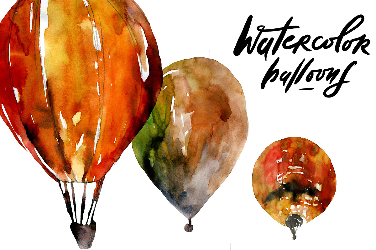 Watercolor balloons in Illustrations - product preview 8