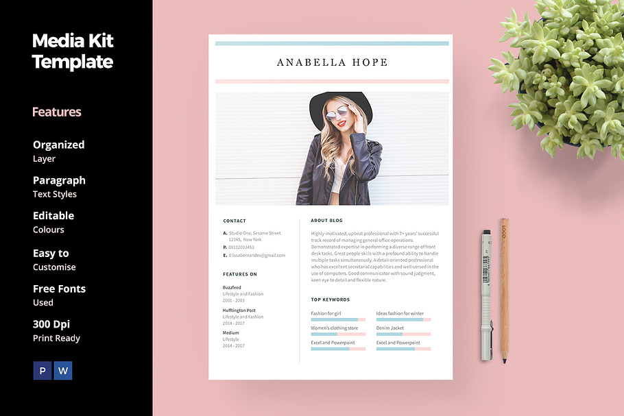 Media Kit Template for Blogger in Social Media Templates - product preview 8