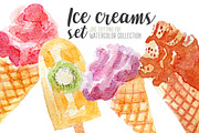 Watercolor ice creams
