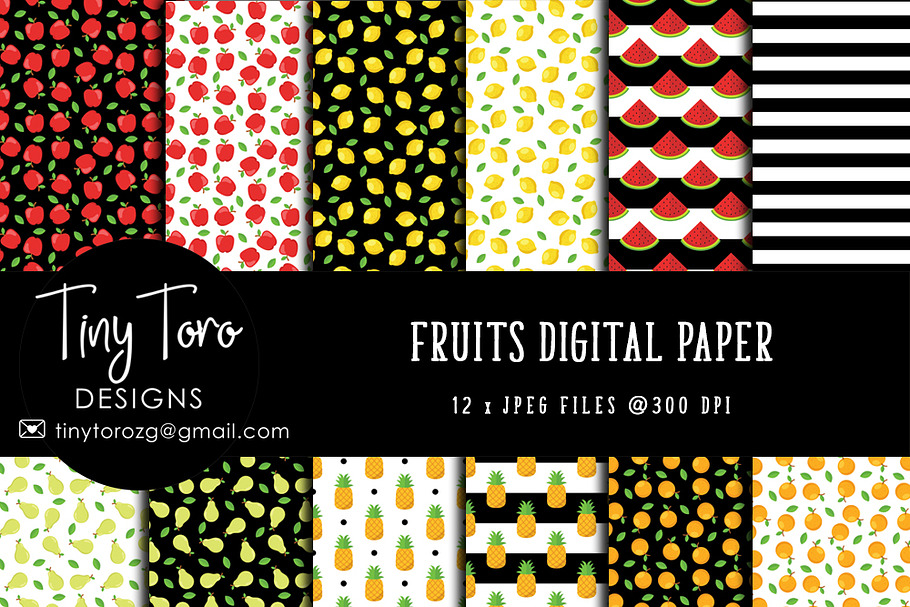Fruits Digital Paper Pack in Patterns - product preview 8