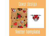Cover design with vintage tattoo pattern