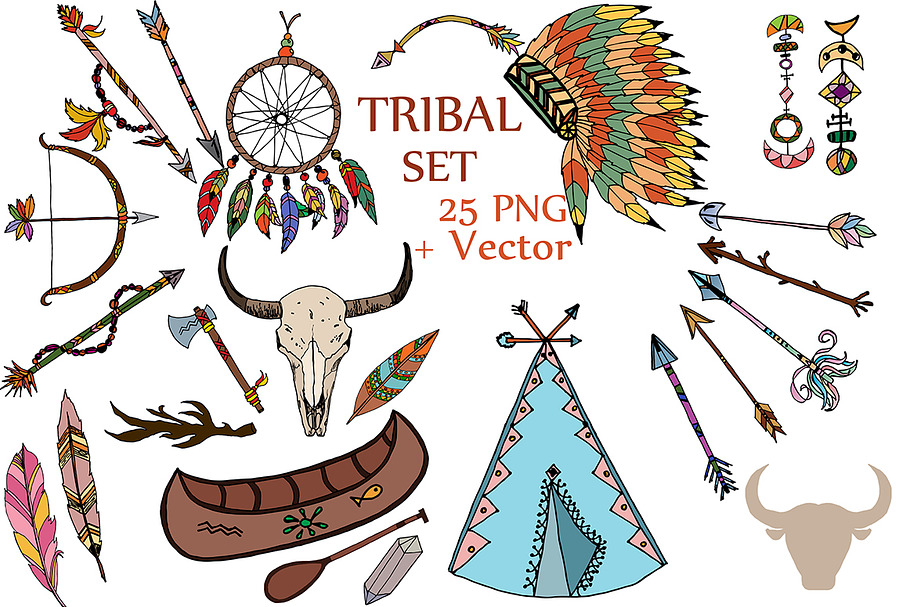 Tribal clipart set in Illustrations - product preview 8