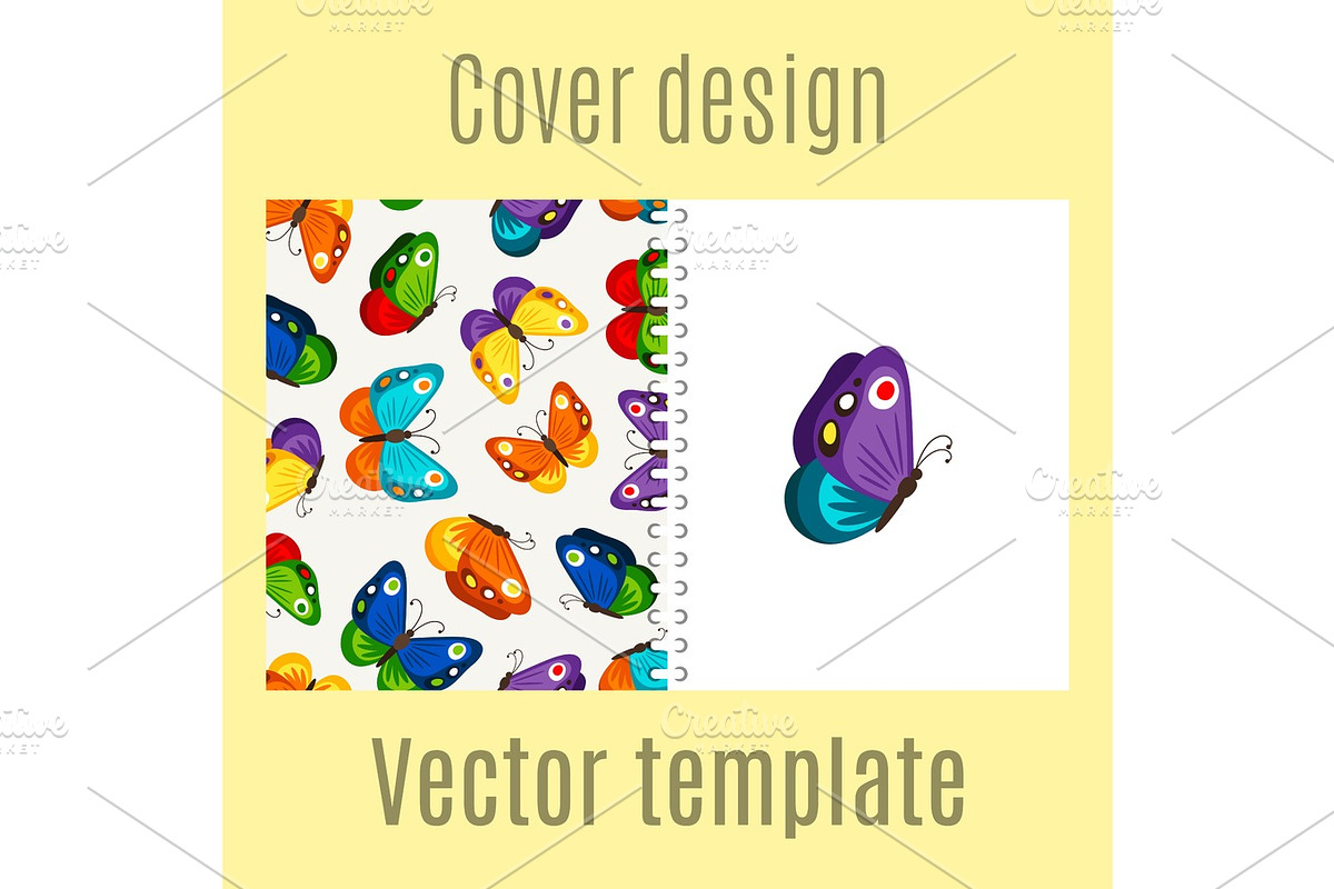 Cover design with butterflies pattern in Illustrations - product preview 8