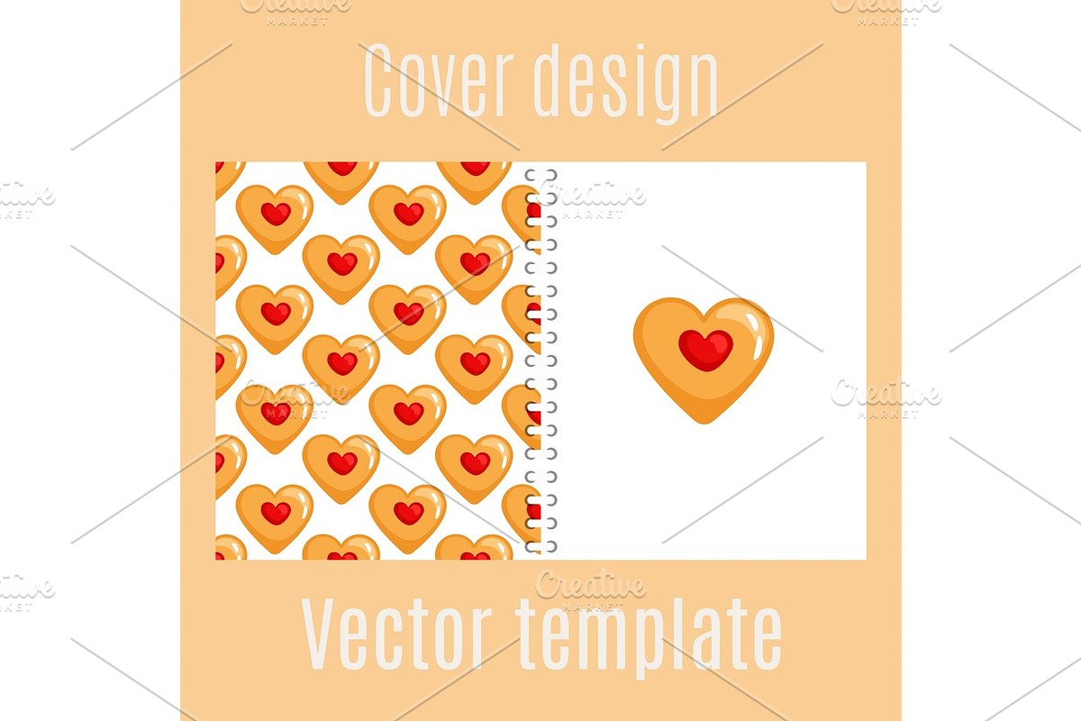 Cover design with cookies hearts pattern in Illustrations - product preview 8