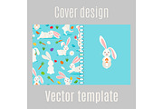 Cover design with white rabbits pattern