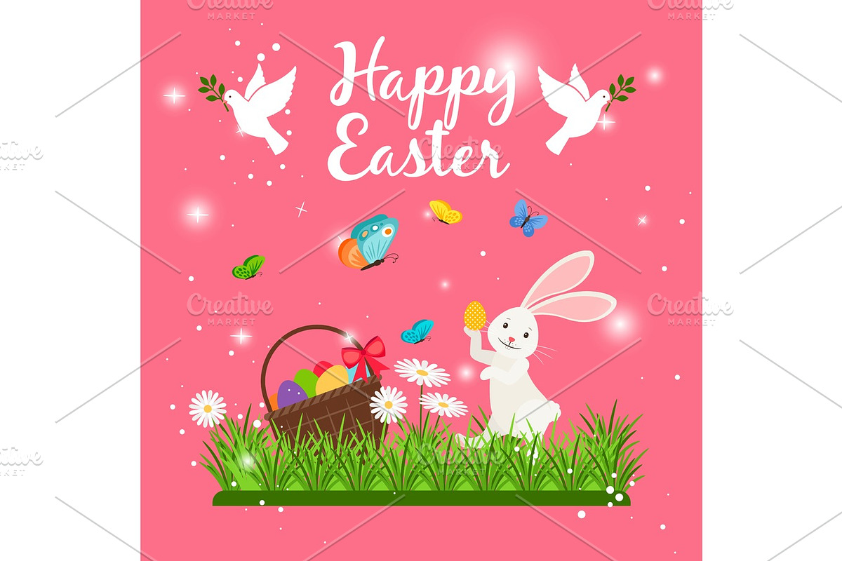 Happy easter card template in Illustrations - product preview 8