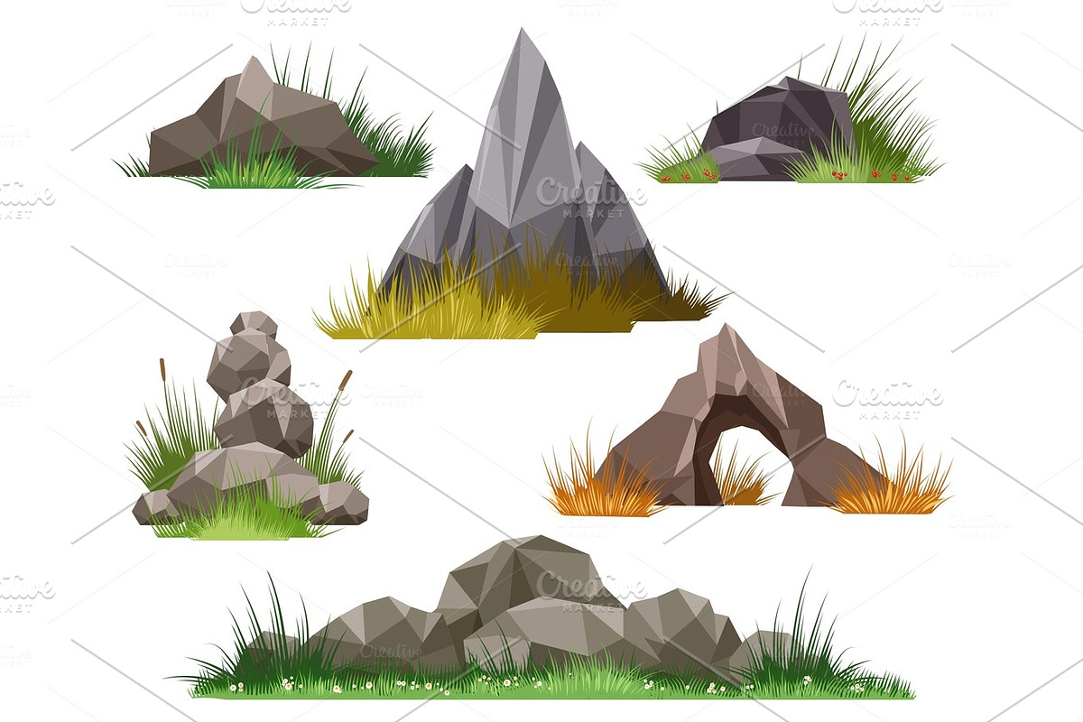 Rock and stone set in Illustrations - product preview 8
