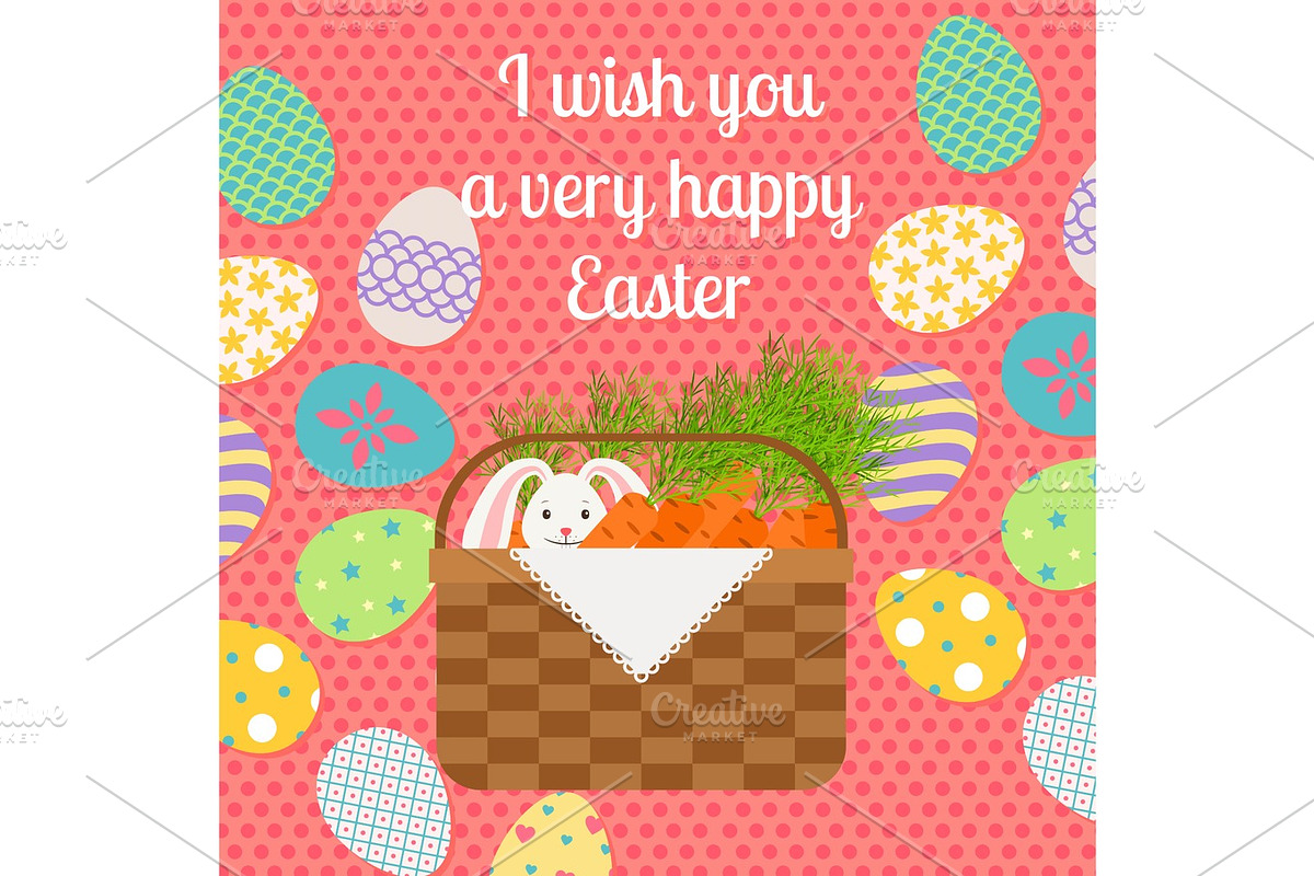 Happy Easter pink vertical greeting card in Illustrations - product preview 8