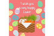 Happy Easter pink vertical greeting card