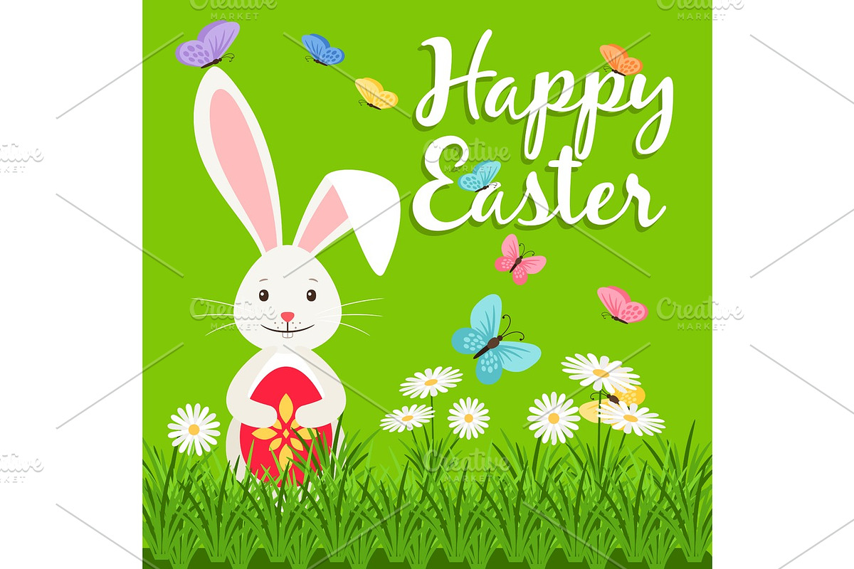 Happy easter elements with rabbit in Illustrations - product preview 8