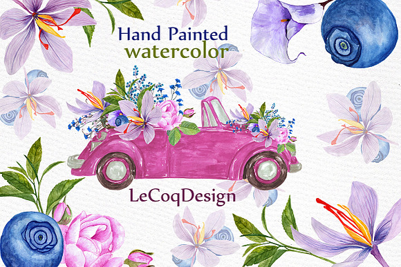 Watercolor flowers clipart in Illustrations - product preview 3