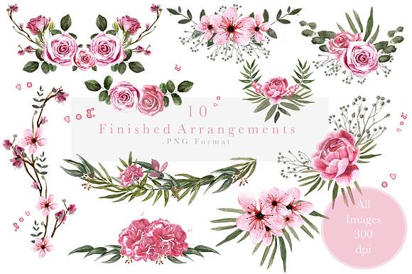 Pretty in Pink - Watercolour Florals in Illustrations - product preview 2