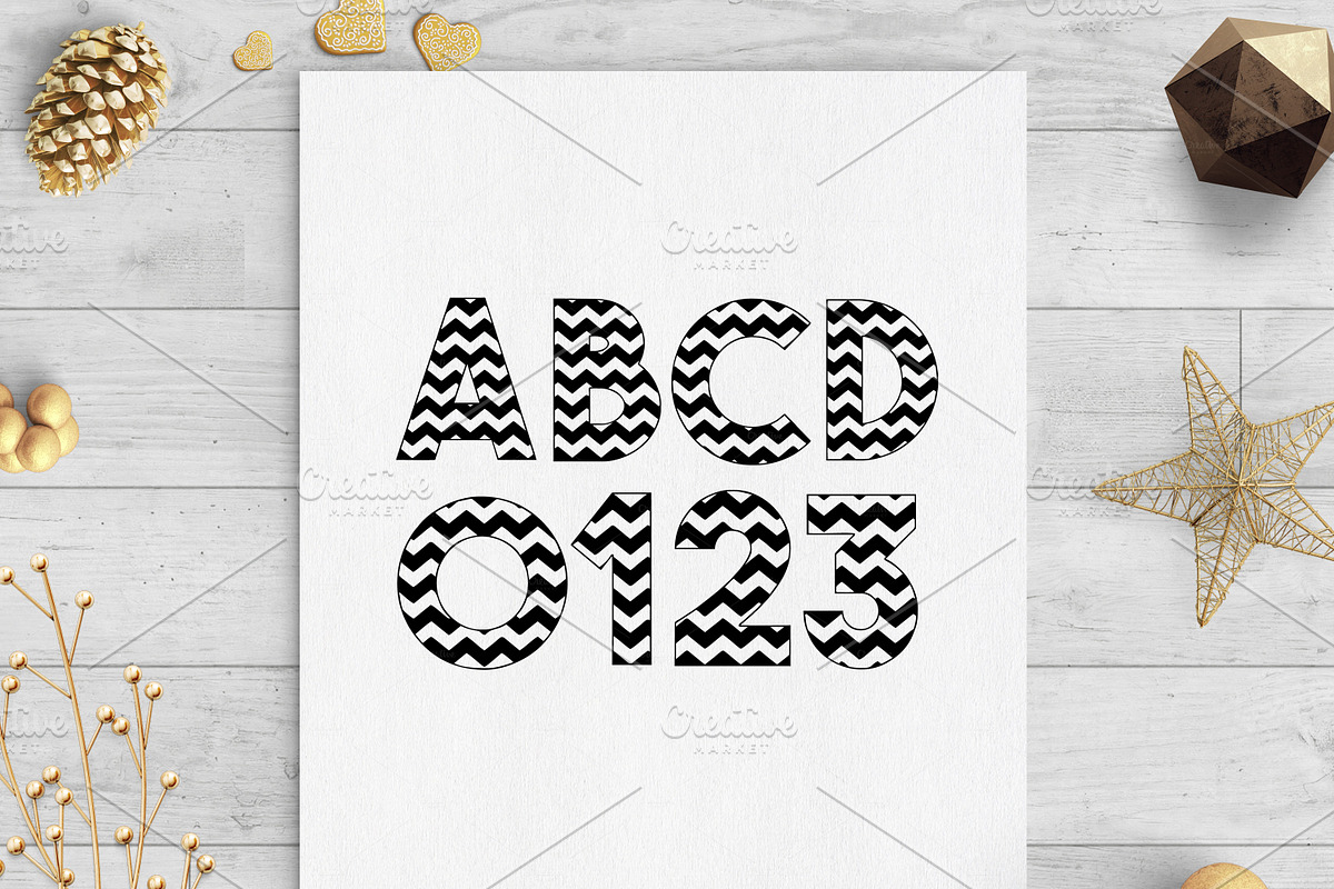 chevron svg numbers and letters in Illustrations - product preview 8