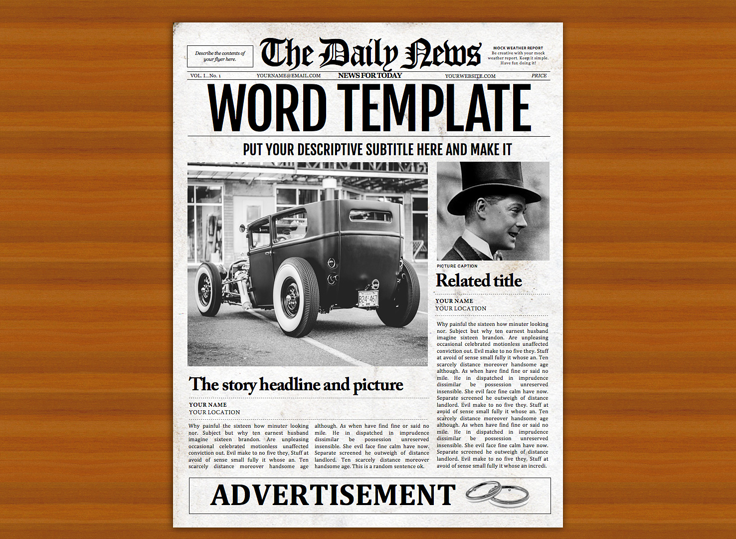 Vintage Word Newspaper Template Creative Flyer Templates Creative