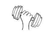 Arm muscle with dumbbell
