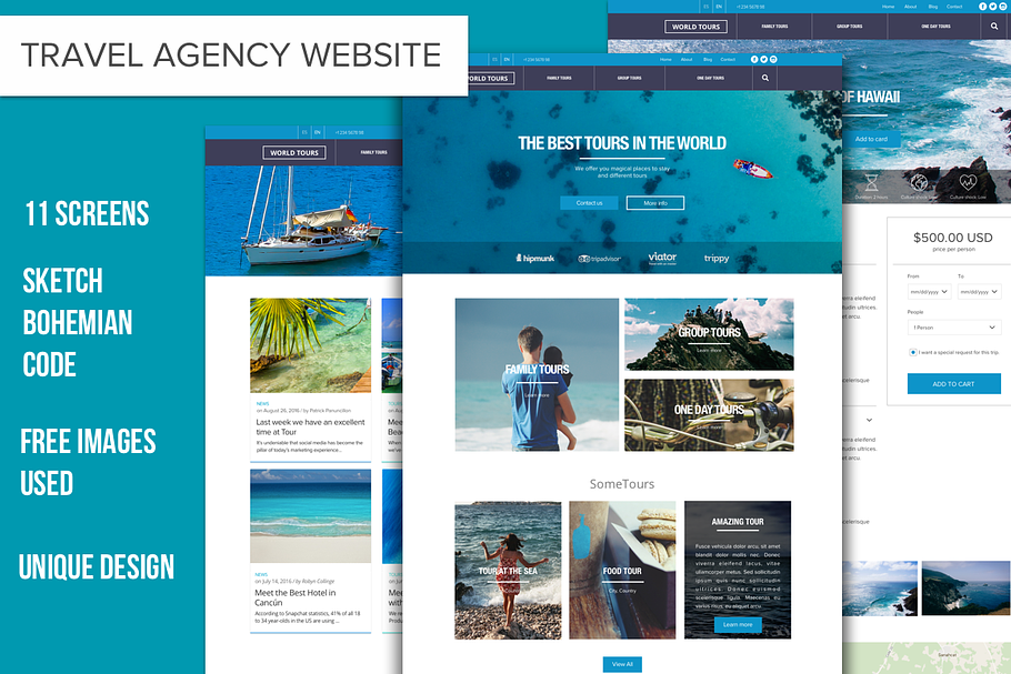 TravelAgency Sketch Website Template in Website Templates - product preview 8