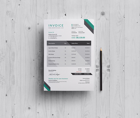 Creative Invoice Template  in Stationery Templates - product preview 2