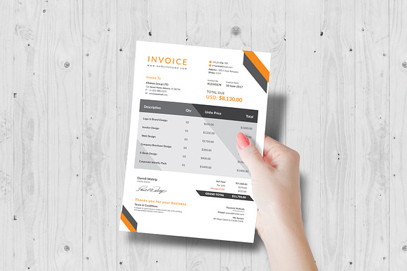 Creative Invoice Template  in Stationery Templates - product preview 3