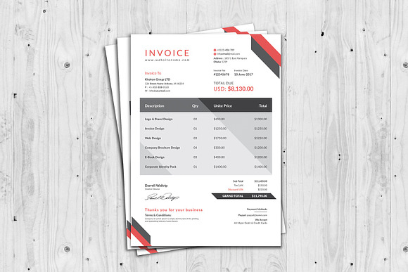 Creative Invoice Template  in Stationery Templates - product preview 4