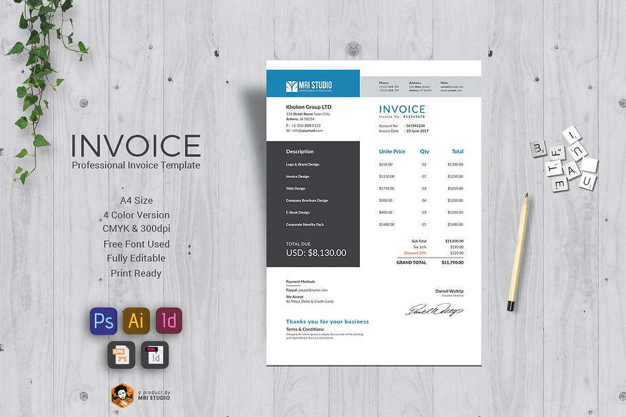Corporate Invoice Template in Stationery Templates - product preview 8