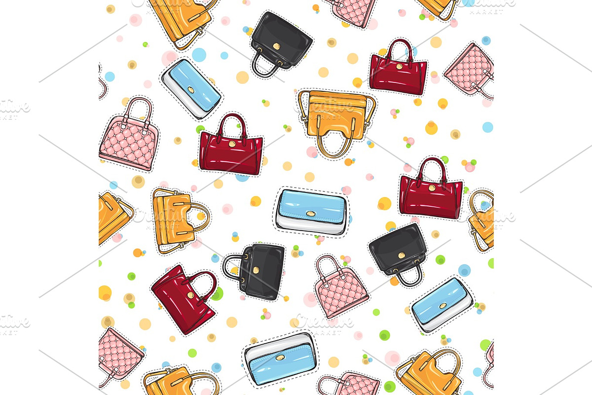 Collection of Women Handbags on Endless Texture. in Illustrations - product preview 8