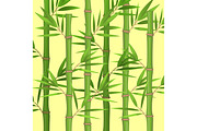 Stalks of bamboo with green leaves flat theme in realistic