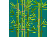 Stalks of bamboo with green leaves flat theme in realistic