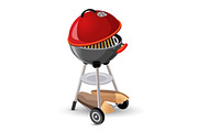 Portable round barbecue with cap bbq grill icon on white