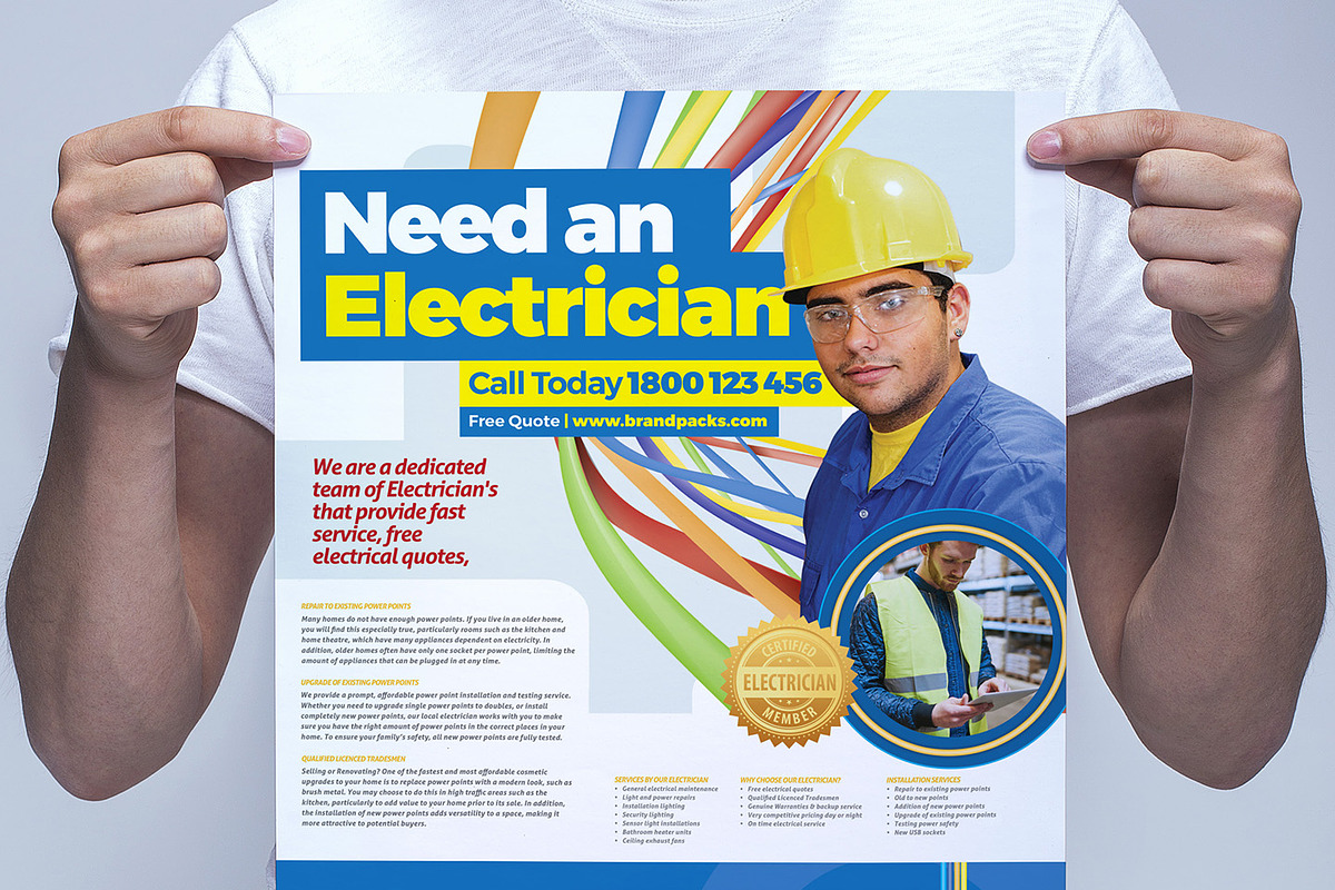 Electrician Poster Template in Flyer Templates - product preview 8