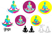 Lotus yoga pose. Abstract colorful