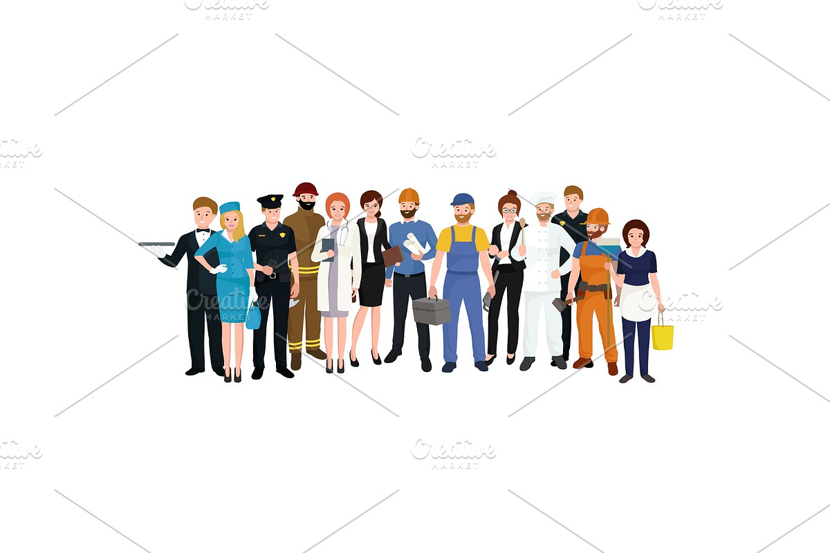 Group of People different profession. Man and woman vector illustration in Illustrations - product preview 8
